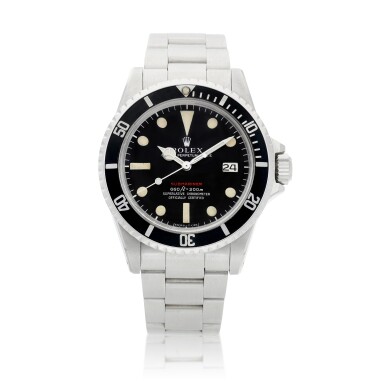 View full screen - View 1 of Lot 8061. Submariner "Single Red", Reference 1680 | A stainless steel wristwatch with date and bracelet, Circa 1972 | 勞力士 | Submariner “Single Red” 型號1680 | 精鋼鏈帶腕錶,備日期顯示,約1972年製.