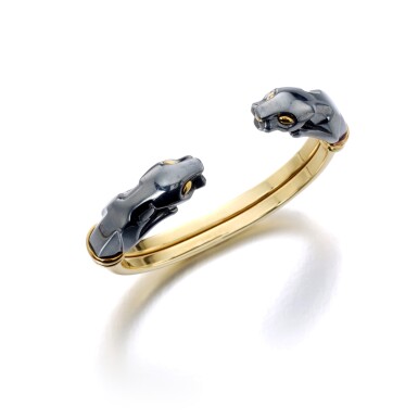 View full screen - View 1 of Lot 470. CARTIER | GOLD AND SILVER BANGLE, 'PANTHÈRE'.