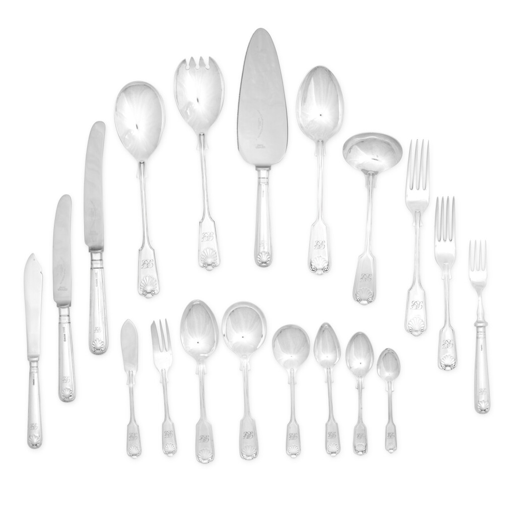 View full screen - View 1 of Lot 69. A Fiddle, Thread & Shell silver flatware service, J B Chatterley & Sons Ltd..