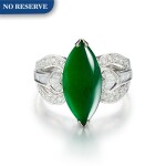 JADEITE AND DIAMOND RING | 天然翡翠 配 鑽石 戒指