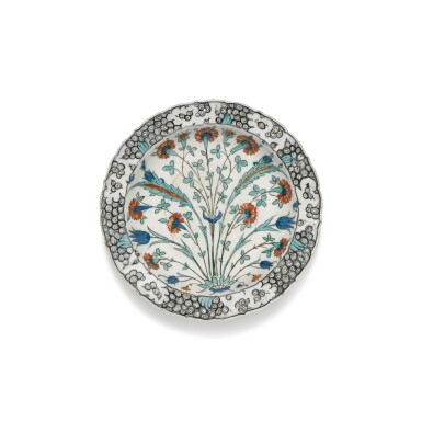 View full screen - View 1 of Lot 211. An Iznik polychrome pottery dish, Turkey, circa 1570.