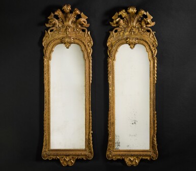 View full screen - View 1 of Lot 14. A pair of George I gilt-gesso and giltwood pier mirrors, circa 1715-25, attributed to John Belchier.
