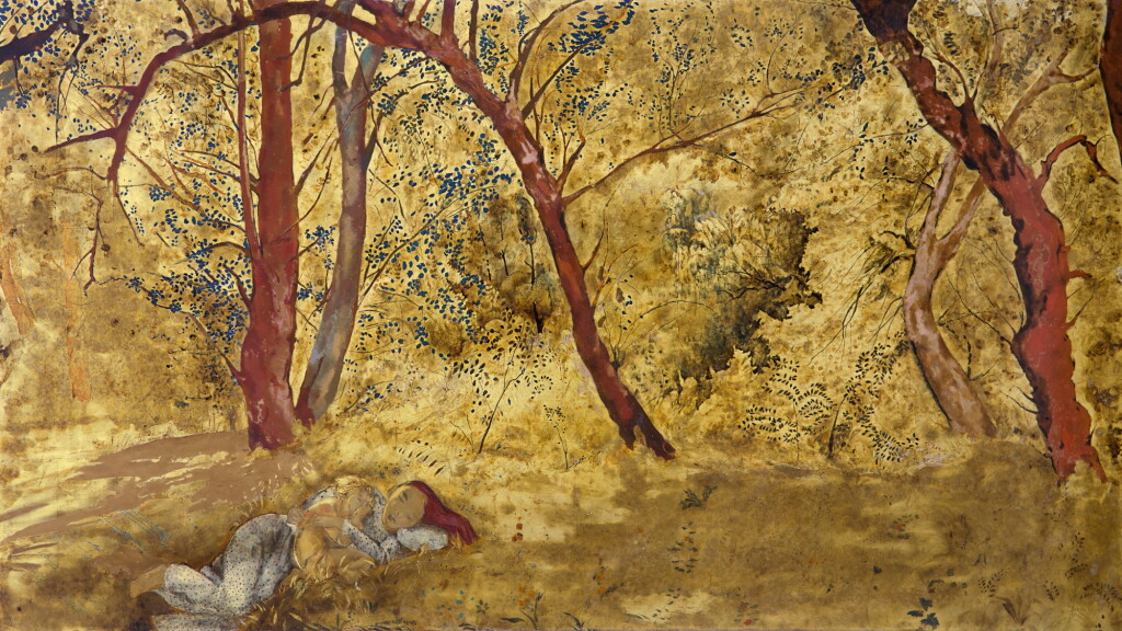 View full screen - View 1 of Lot 626. Alix Aymé 雅麗克絲 · 艾美 | Mère et fille allongées à l’orée d’un bois 金色樹林中的母與子.