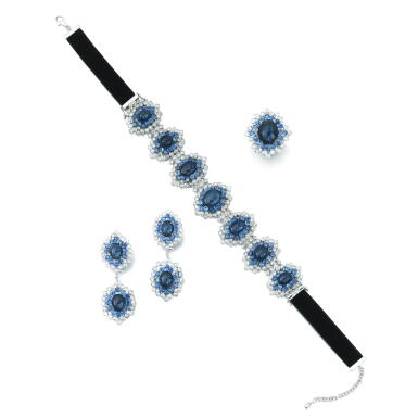 View full screen - View 1 of Lot 251. Sapphire and diamond 'Blue Lagoon' demi-parure.