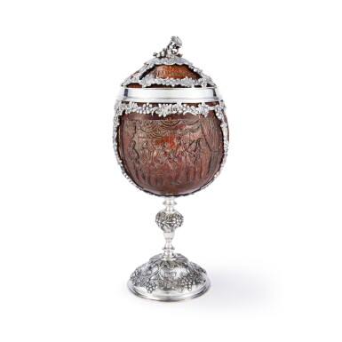 View full screen - View 1 of Lot 45. An English Silver-Mounted Coconut Wedding Cup, Robert Hennell, London, 1864.