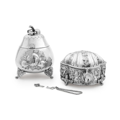 View full screen - View 1 of Lot 13. Two South American Silver Coqueras, Early and Mid 20th Century.
