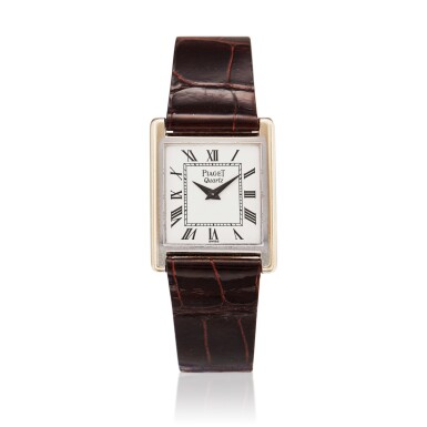 View full screen - View 1 of Lot 57. Reference 70802, A white gold rectangular wristwatch, Circa 1990.