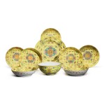 A group of yellow-ground famille-rose wares, Marks and period of Guangxu