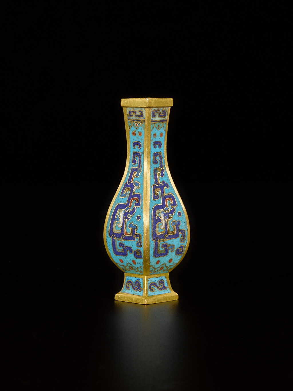 View full screen - View 1 of Lot 68. A miniature cloisonné enamel archaistic 'dragon' vase, Qing dynasty, Qianlong period.
