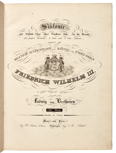 View full screen - View 1 of Lot 12. L.v. Beethoven. First edition of the Ninth Symphony, 1826.