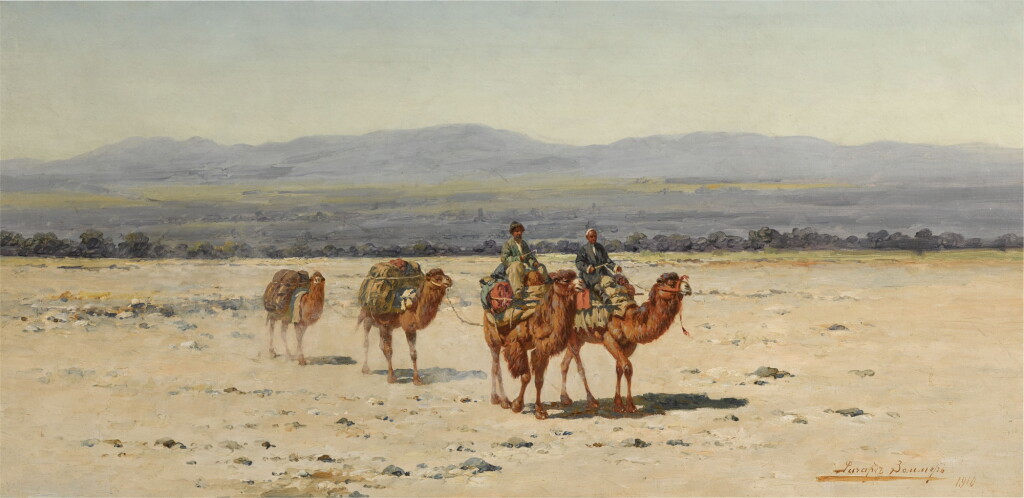 View full screen - View 1 of Lot 202. Camel Drivers in the Steppes.