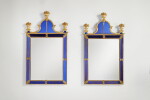 A Near Pair of Swedish Baroque Blue Glass and Gilt Metal Pier Glasses Attributed to Burchard Precht, Early 18th Century