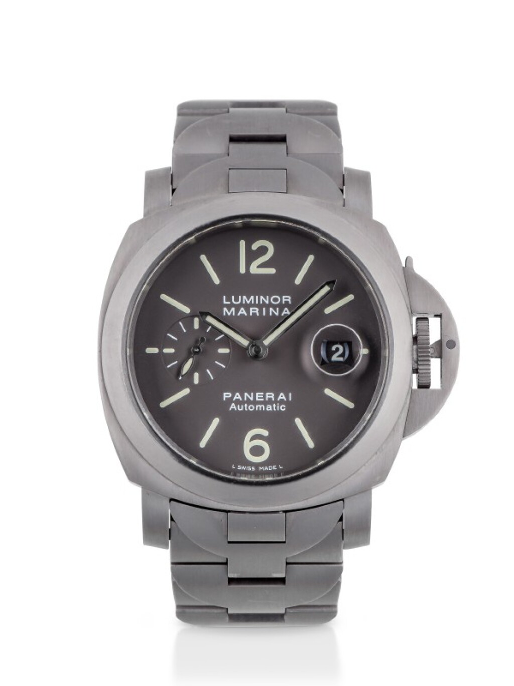 View full screen - View 1 of Lot 108. PANERAI | LUMINOR MARINA LIMITED EDITION TITANIUM WRISTWATCH WITH DATE AND BRACELET CIRCA 2012.