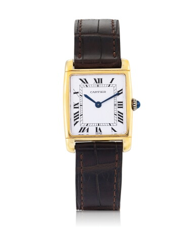 View full screen - View 1 of Lot 11. Tank Reverso Yellow gold reversible wristwatch Circa 2000.