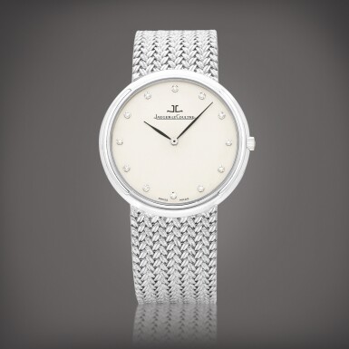 View full screen - View 1 of Lot 2232. Odysseus, Reference 164.33.79 | A white gold and diamond-set bracelet watch, Circa 1991 | 積家 | Odysseus 型號164.33.79 | 白金鑲鑽石鏈帶腕錶,約1991年製.