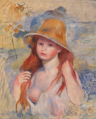 View full screen - View 1 of Lot 148. Jeune fille au chapeau de paille.