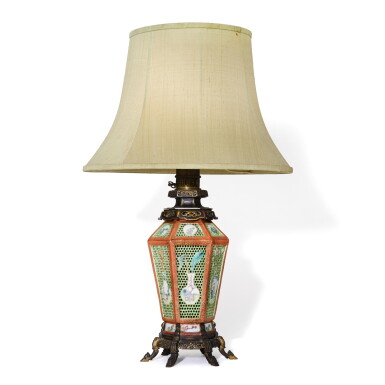 View full screen - View 1 of Lot 61. A French gilt-bronze mounted Chinese porcelain lamp, by Gagneau, Paris, late 19th century.