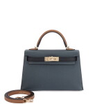 Limited Edition Gris Misty, Black and Alezan Epsom Tricolor Mini Kelly II 20 Permabrass Hardware, 2024