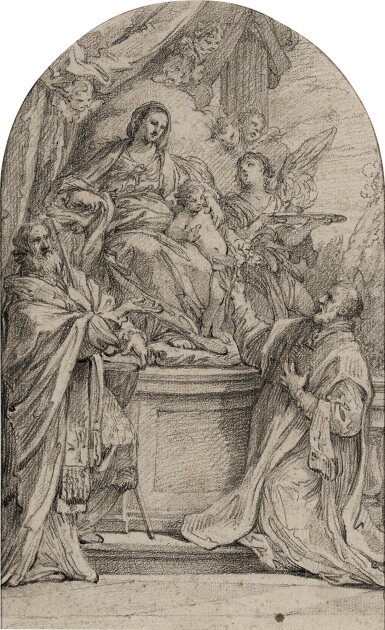 View full screen - View 1 of Lot 742. The Madonna and Child with Saints Filippo Neri and Nicola of Bari.