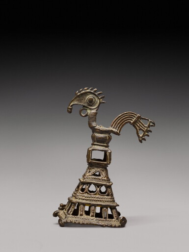 View full screen - View 1 of Lot 210. A folk bronze bird finial, India, Bastar, early 20th century.