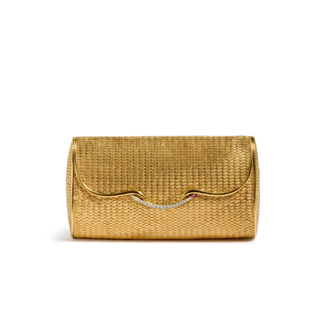 View full screen - View 1 of Lot 534. A Diamond-Set 18ct Gold Evening Purse, European, Circa 1960.