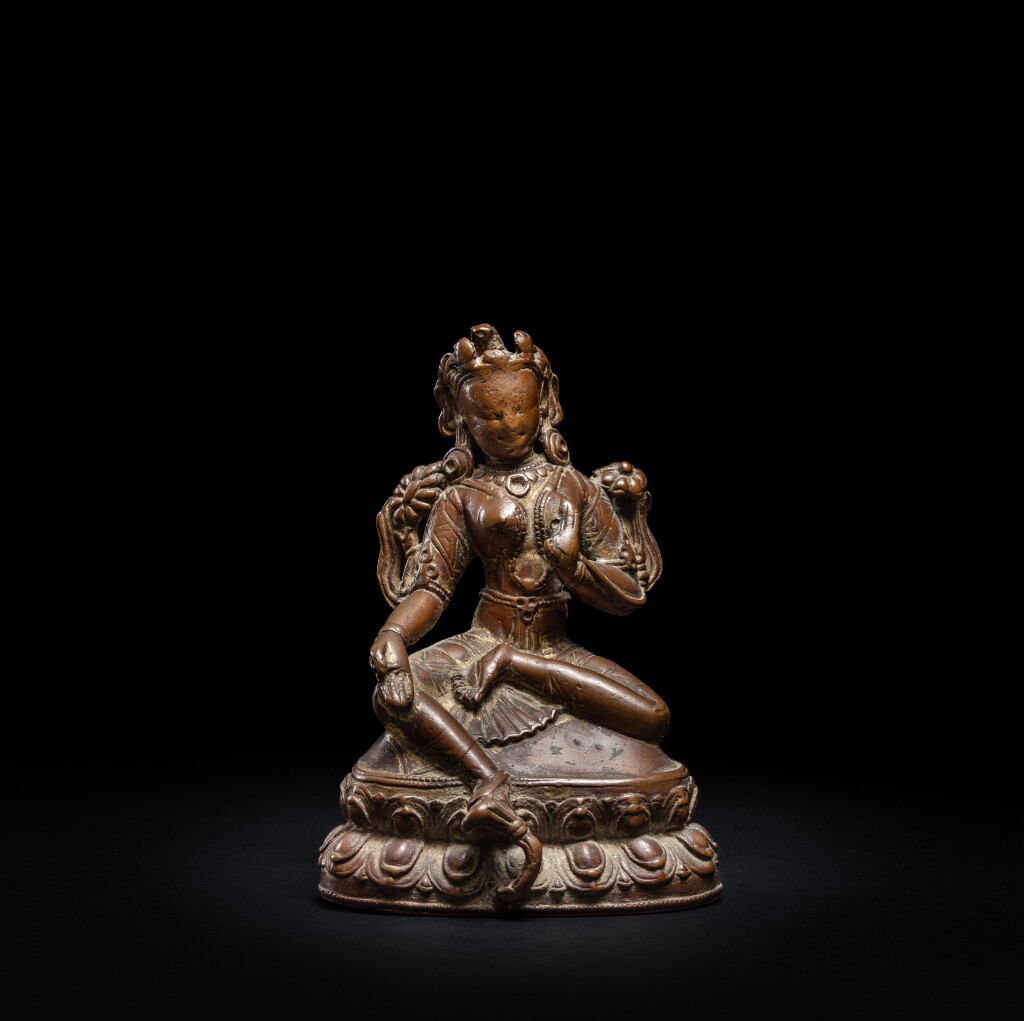 View full screen - View 1 of Lot 26. A gilt-copper figure of Tara, Tibet or Nepal, 15th century.