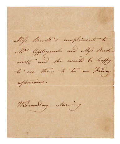 View full screen - View 1 of Lot 165. Charlotte Bronte | Autograph note, and 5 related items.