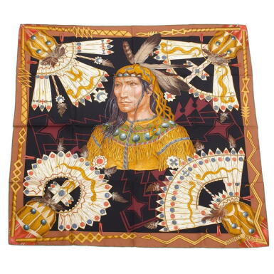View full screen - View 1 of Lot 163. Hermès "Cosmogonie Apache" Scarf 90cm of Silk Twill .