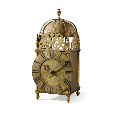 View full screen - View 1 of Lot 63. A William and Mary Engraved Brass Lantern Clock, Melford, England, 18th Century.