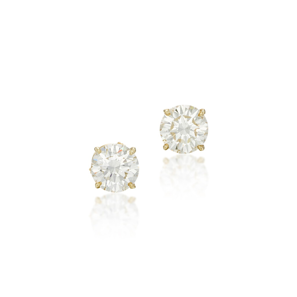 View full screen - View 1 of Lot 116. Pair of diamond studs.