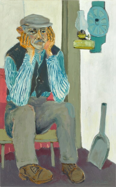 View full screen - View 1 of Lot 113. Old Man and Oil Lamp.