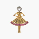 Attractive Gold, Ruby and Diamond 'Ballerina' Brooch