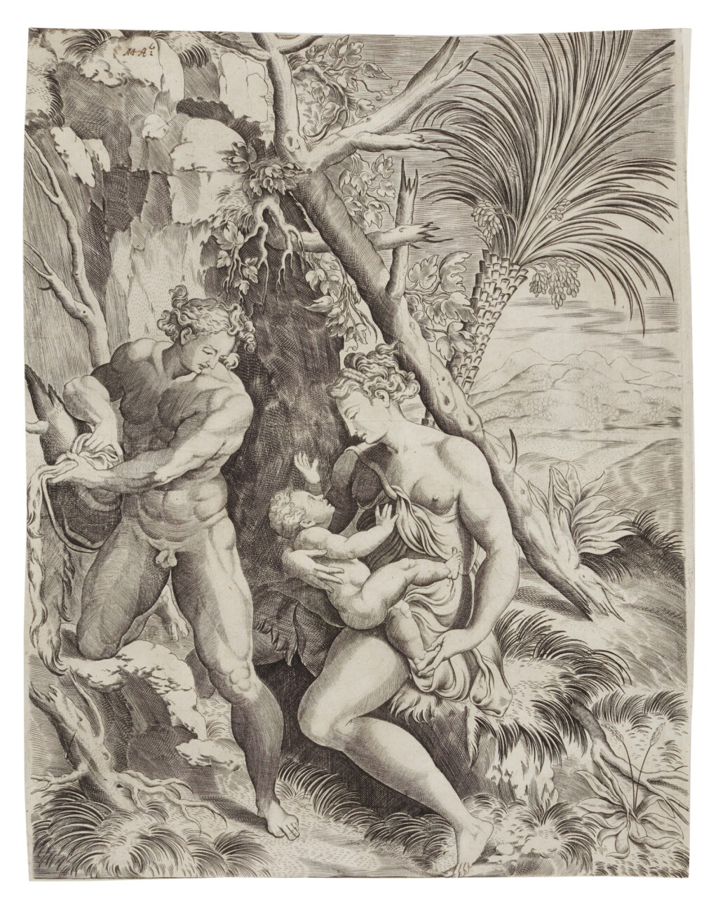 View full screen - View 1 of Lot 90. Adam and Eve with Abel (Le Blanc (Soye) 3).