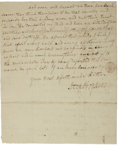 View full screen - View 1 of Lot 2118. Hopkins, Stephen. Autograph letter signed, Philadelphia, 15 Nov 1775, to his daughter-in-law Ruth G. Hopkins.