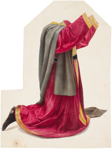 View full screen - View 1 of Lot 96. Study for the garments of a keeling figure.