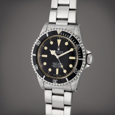 View full screen - View 1 of Lot 295. Reference 5512 Submariner | A stainless steel automatic wristwatch with bracelet, 1966.