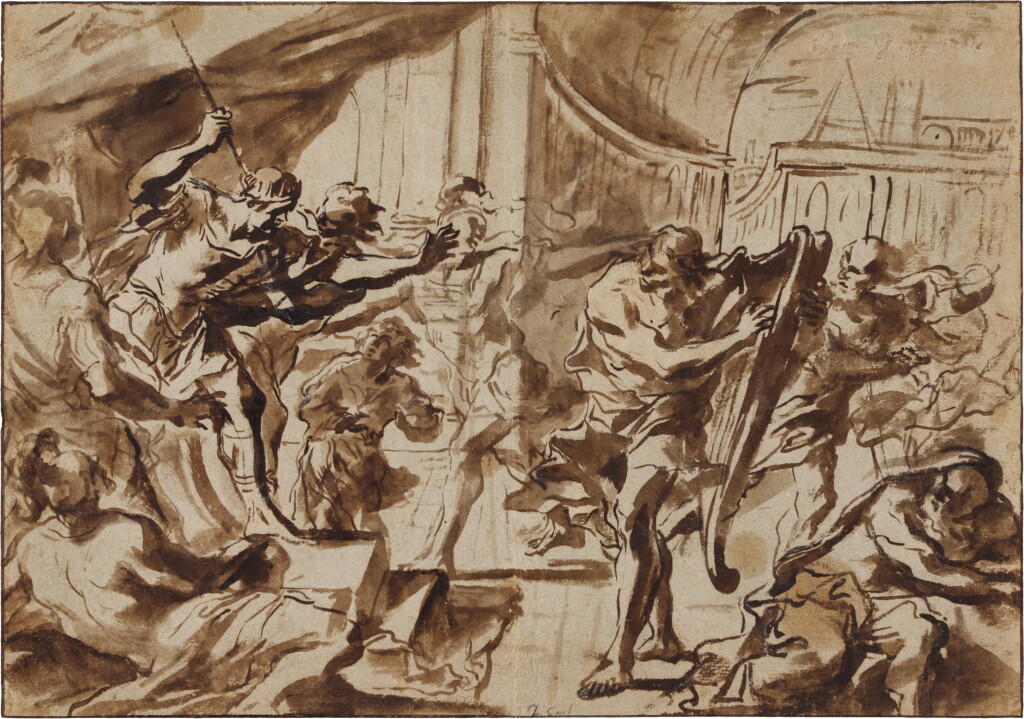 View full screen - View 1 of Lot 29. David plays the harp for King Saul.