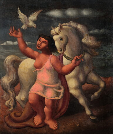 View full screen - View 1 of Lot 413. Young Girl with Horse.