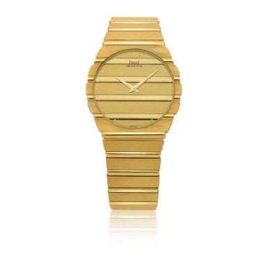 View full screen - View 1 of Lot 89. PIAGET | POLO, REF 7661 YELLOW GOLD BRACELET WATCH CIRCA 1985.