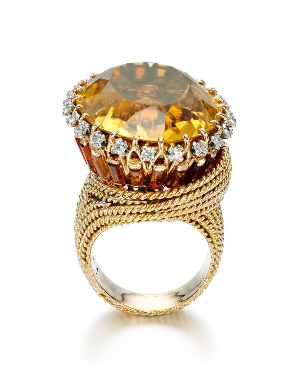 View full screen - View 1 of Lot 40. CITRINE AND DIAMOND RING | STERLÉ, 1950S.