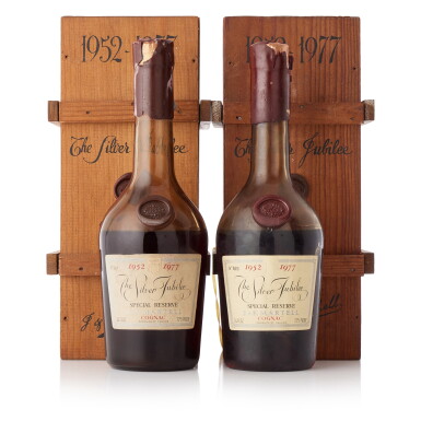 View full screen - View 1 of Lot 6558. Martell 1952-1977 Queen Silver Jubilee 73.5 proof NV (2 BT70).