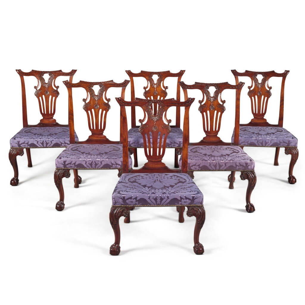 View full screen - View 1 of Lot 81. A Set of Six George II Carved Mahogany Side Chairs, Circa 1750.