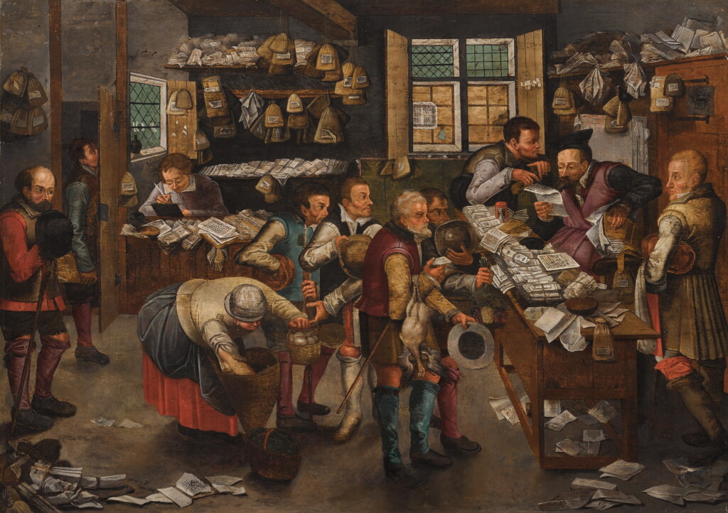 View full screen - View 1 of Lot 124. FOLLOWER OF PIETER BRUEGHEL THE YOUNGER | The Village Lawyer's Office.