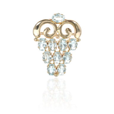 View full screen - View 1 of Lot 797. Aquamarine brooch, 1940s.