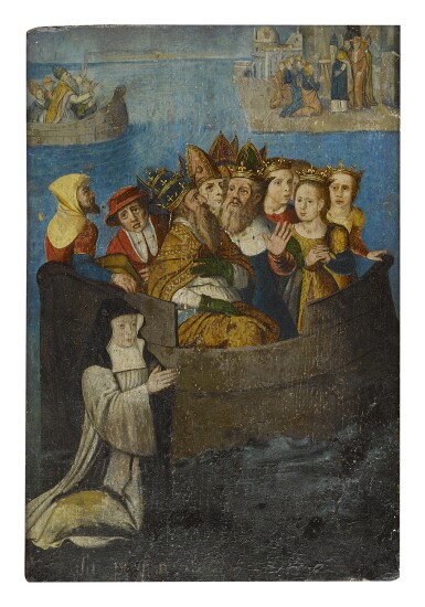 View full screen - View 1 of Lot 201. FRANCO FLEMISH SCHOOL, CIRCA 1500 | SAINT URSULA AND HER PARTY ON THE RHINE.