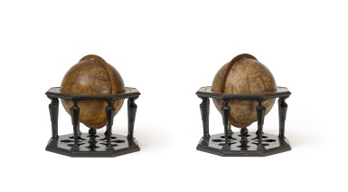 View full screen - View 1 of Lot 1054. A pair of Louis XIV terrestrial and celestial table globes by Nicolas Bion (1652-1733), Paris, early 18th century.