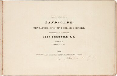 View full screen - View 1 of Lot 164. Constable | Various subjects of landscape, London, 1830, original leather, signed by Constable.