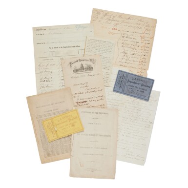 View full screen - View 1 of Lot 1138. (Johnson, Andrew) | "Resolved, that Andrew Johnson, President of the United States, be impeached of high crimes and misdemeanors.".