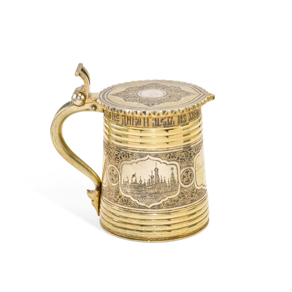 View full screen - View 1 of Lot 353. A parcel-gilt and niello tankard, Vasily Semenov, Moscow, 1866.