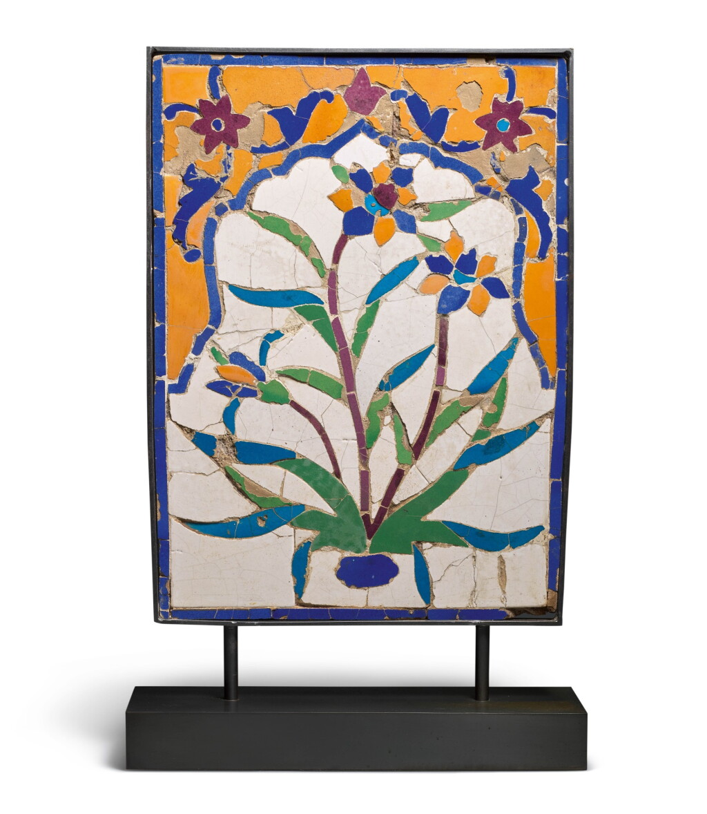 View full screen - View 1 of Lot 35. A MUGHAL CUT-MOSAIC POTTERY TILE PANEL, NORTH INDIA/PAKISTAN, 17TH CENTURY.